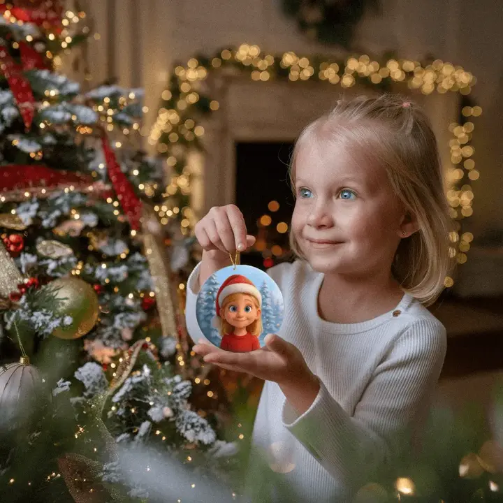 Customer review - AI-generated Christmas ornament with family or pet photo